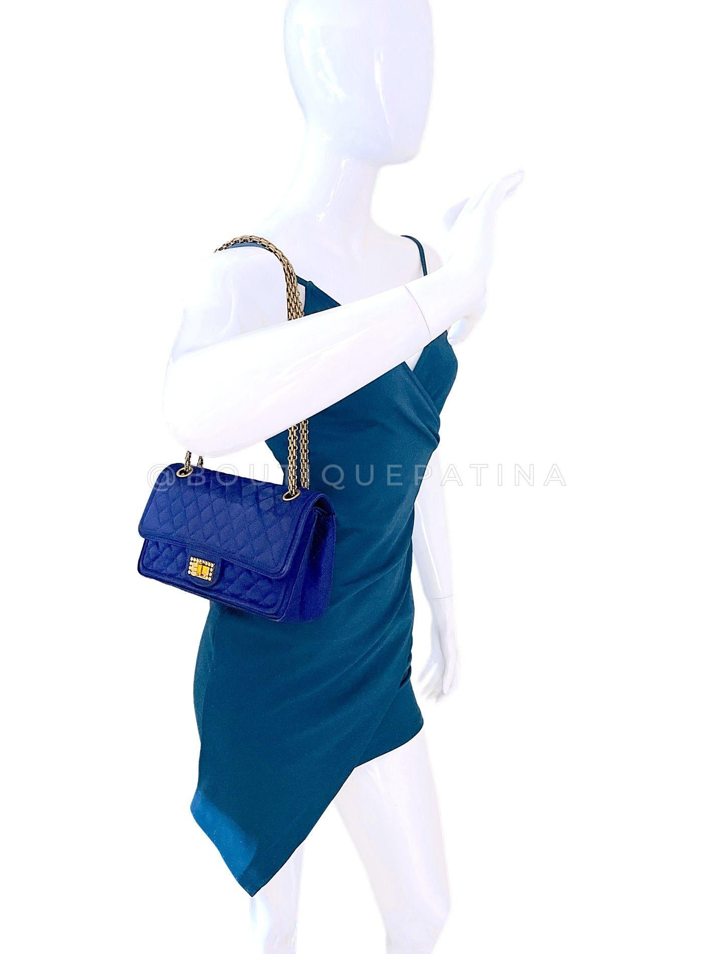 Chanel 2010 Blue Quilted Satin Reissue Flap Bag GHW 68437 9