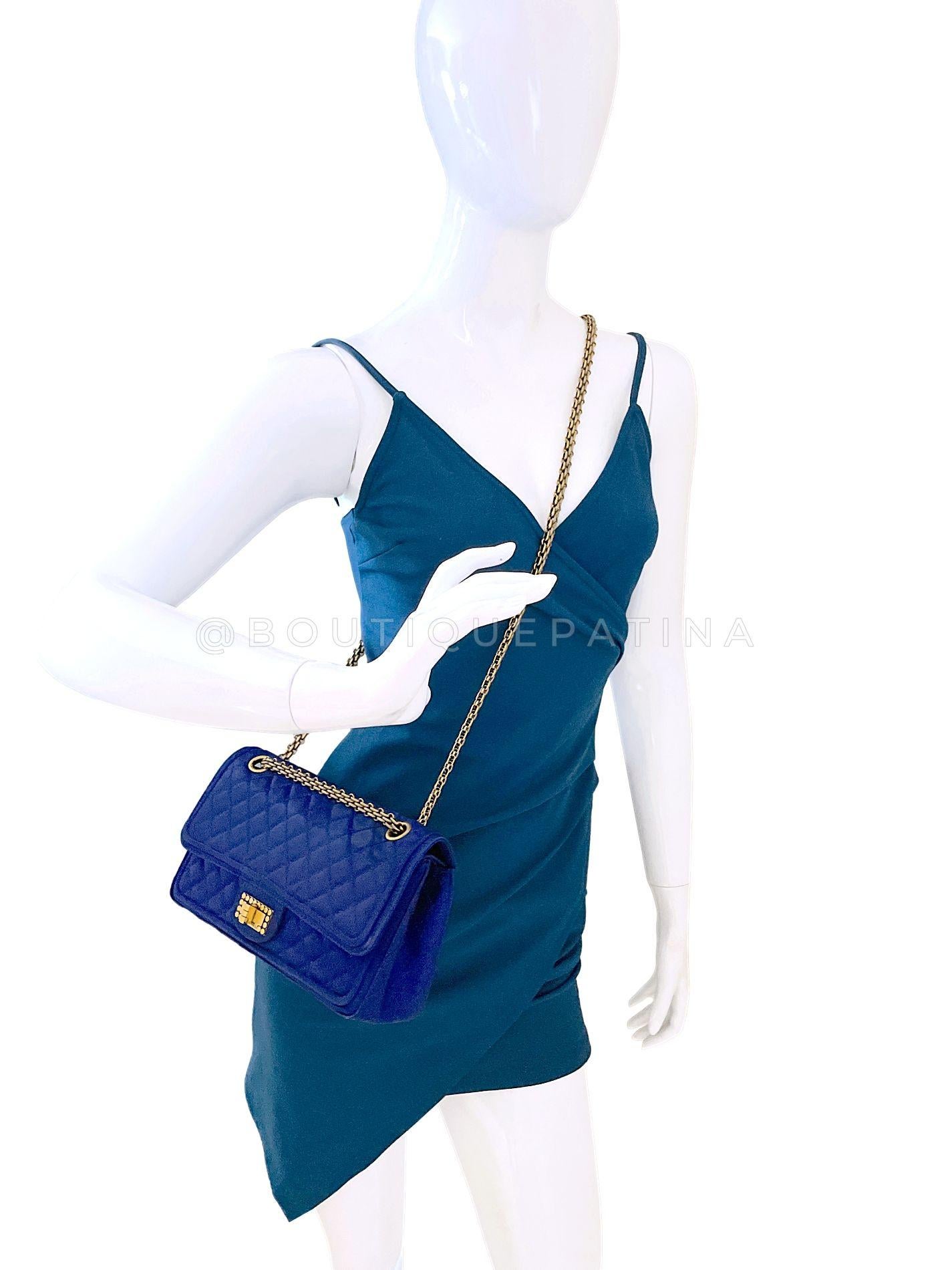 Chanel 2010 Blue Quilted Satin Reissue Flap Bag GHW 68437 10