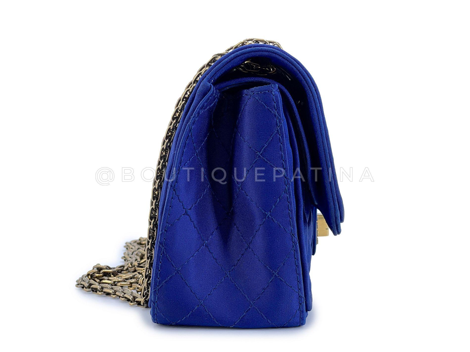 Women's Chanel 2010 Blue Quilted Satin Reissue Flap Bag GHW 68437
