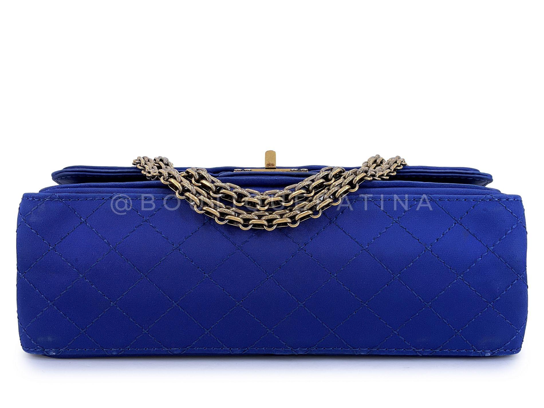 Chanel 2010 Blue Quilted Satin Reissue Flap Bag GHW 68437 2