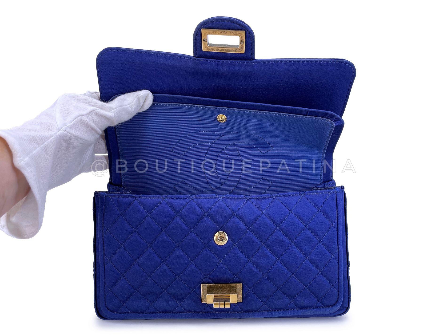 Chanel 2010 Blue Quilted Satin Reissue Flap Bag GHW 68437 5