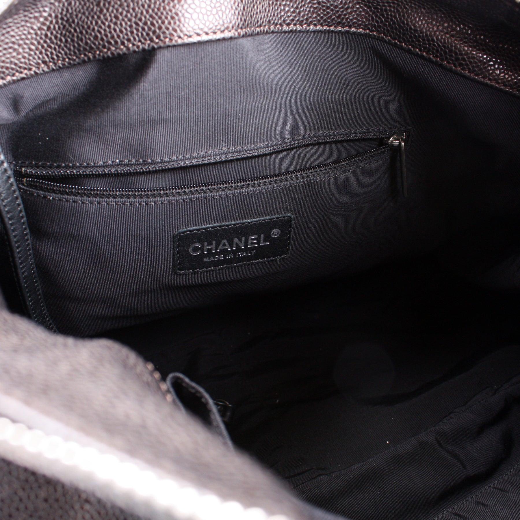Chanel 2010 Brown Pebbled Caviar Hobo Antique Chain Shopper Satchel Bag For Sale 9