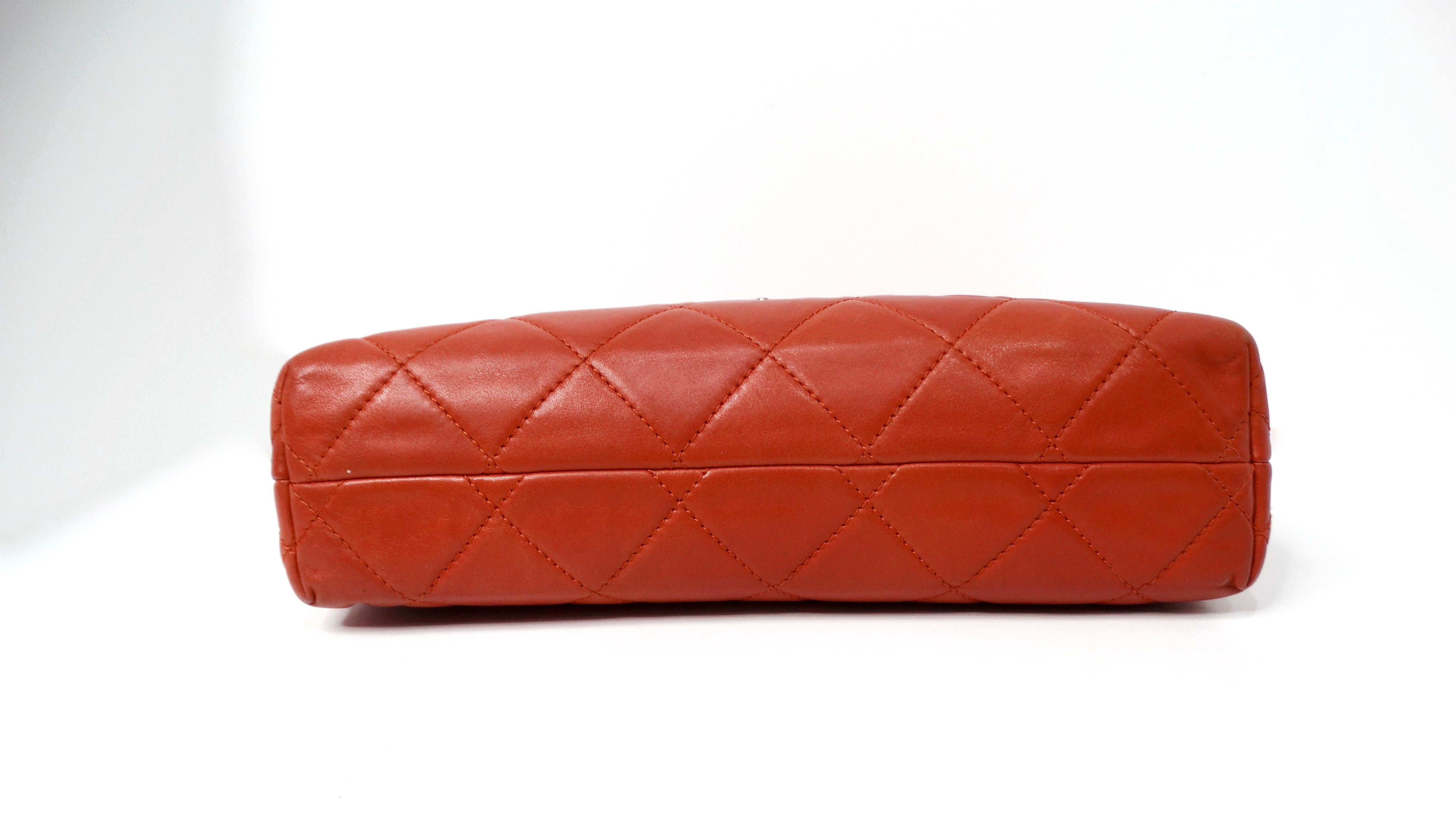 Chanel 2010 Burnt Orange In-The-Business Quilted Lambskin Large Single Flapbag For Sale 1