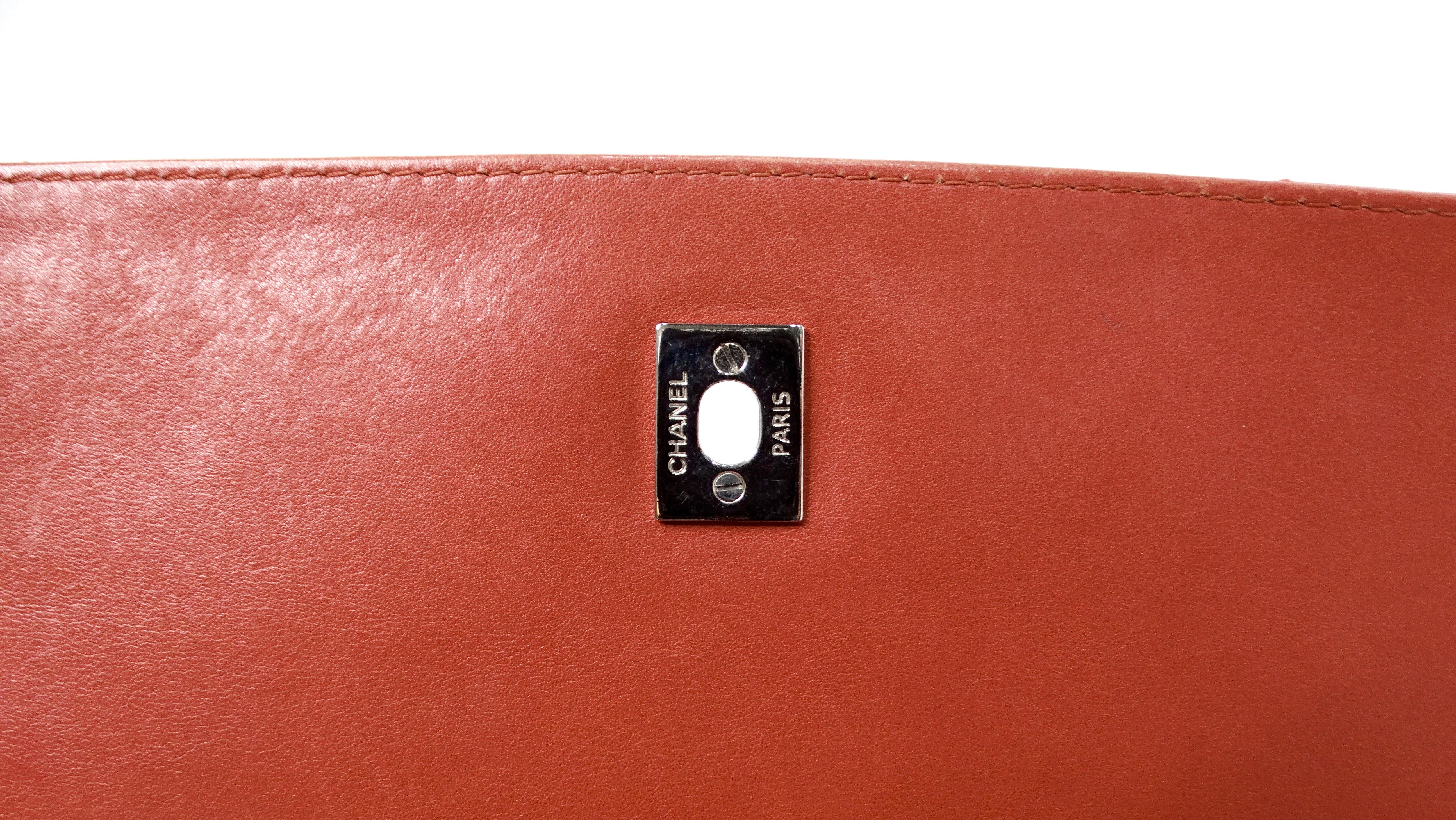 Chanel 2010 Burnt Orange In-The-Business Quilted Lambskin Large Single Flapbag For Sale 4