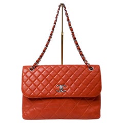 Chanel 2010 Burnt Orange In-The-Business Quilted Lambskin Large Single Flapbag