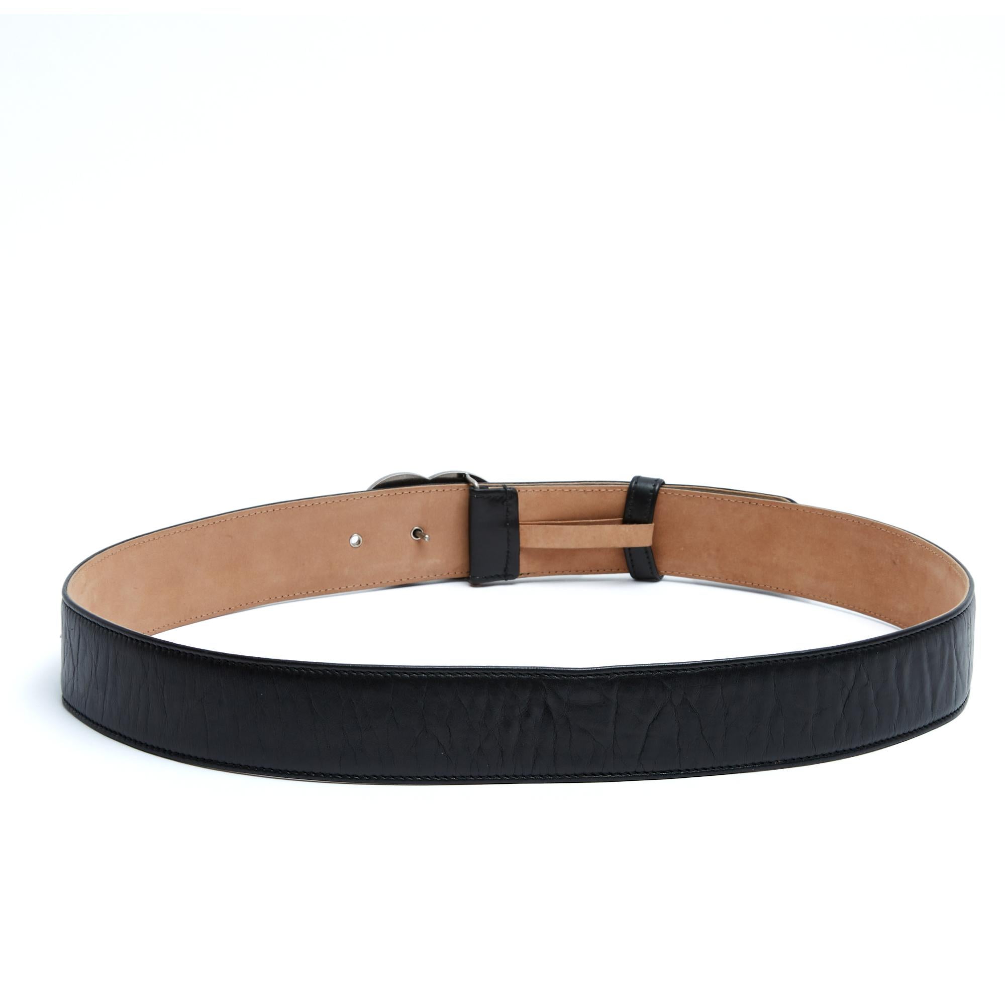 Chanel 2010 Ceinture Icones Argent T90 Cintura Icone Argento in Pelle Nera US36 pollici In condizioni buone in vendita a PARIS, FR