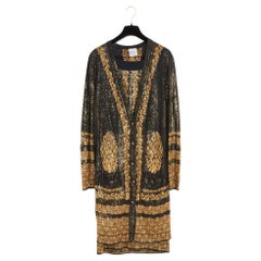 Chanel 2010 Ensemble Robe Veste FR40 Schwarz Gold Strickjacke Kleid Set UK12 US10