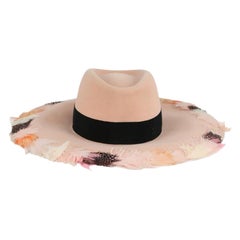 Chanel 2010 Feather Trimmed Rabbit Felt Fedora Small