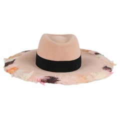 Chanel 2010 Feather Trimmed Rabbit Felt Fedora Small