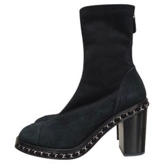 Chanel 2010 Interlocking CC Logo Black Suede Sock Boots Sz.40