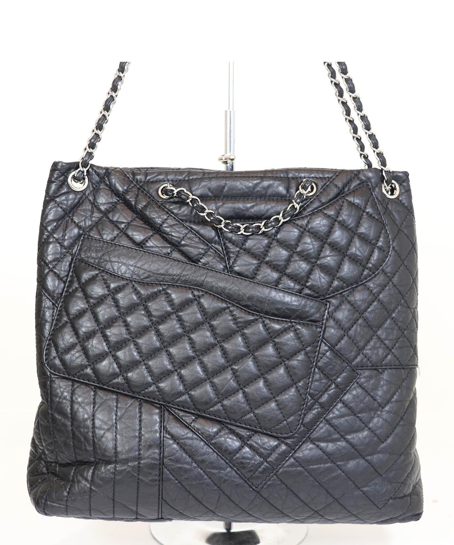 Chanel 2010 Karl Cabas Black Leather Tote 2