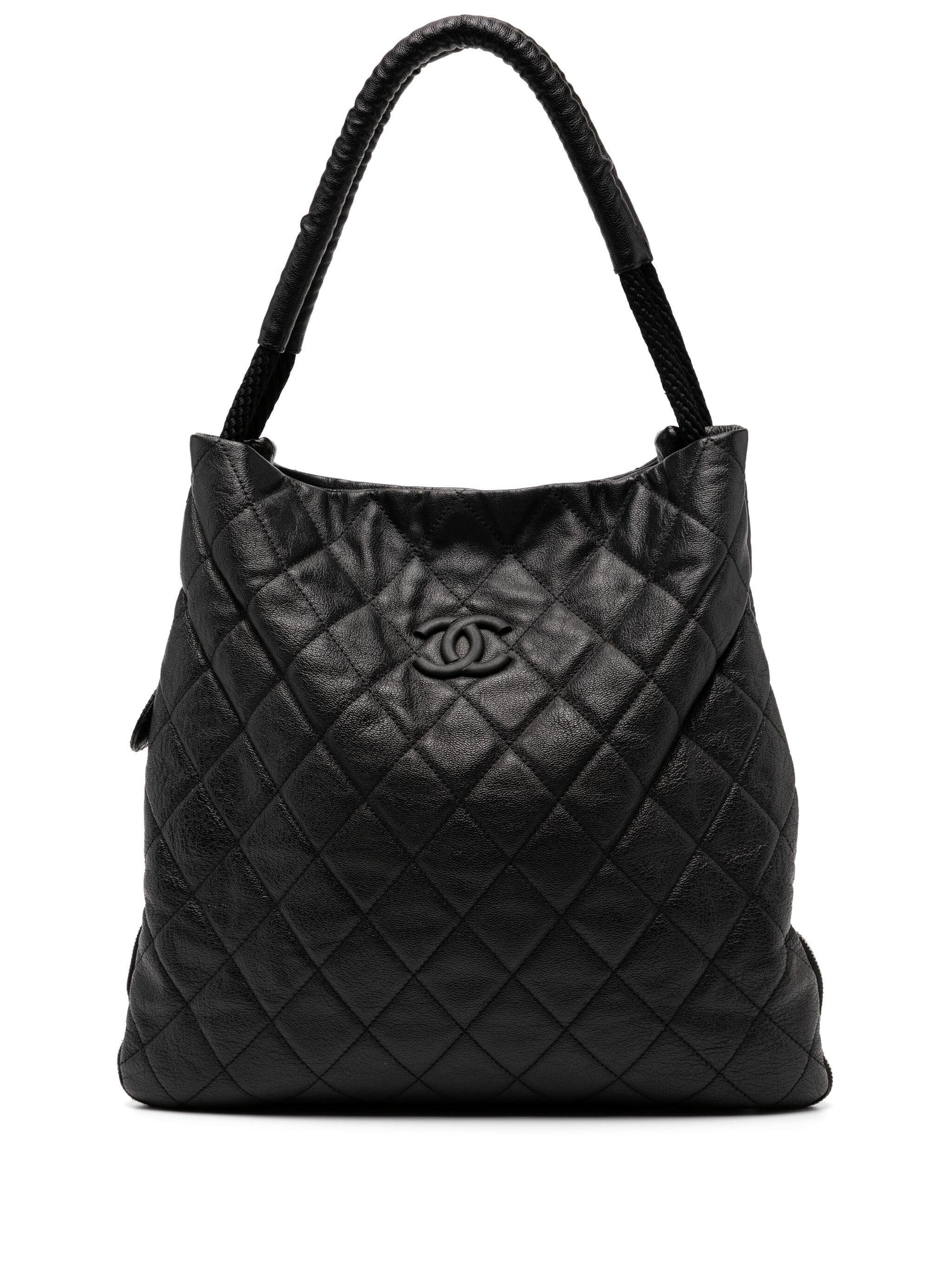 Black Chanel 2010 Large Boating Classic Shopper Zippered Expandable Hobo Tote Bag For Sale