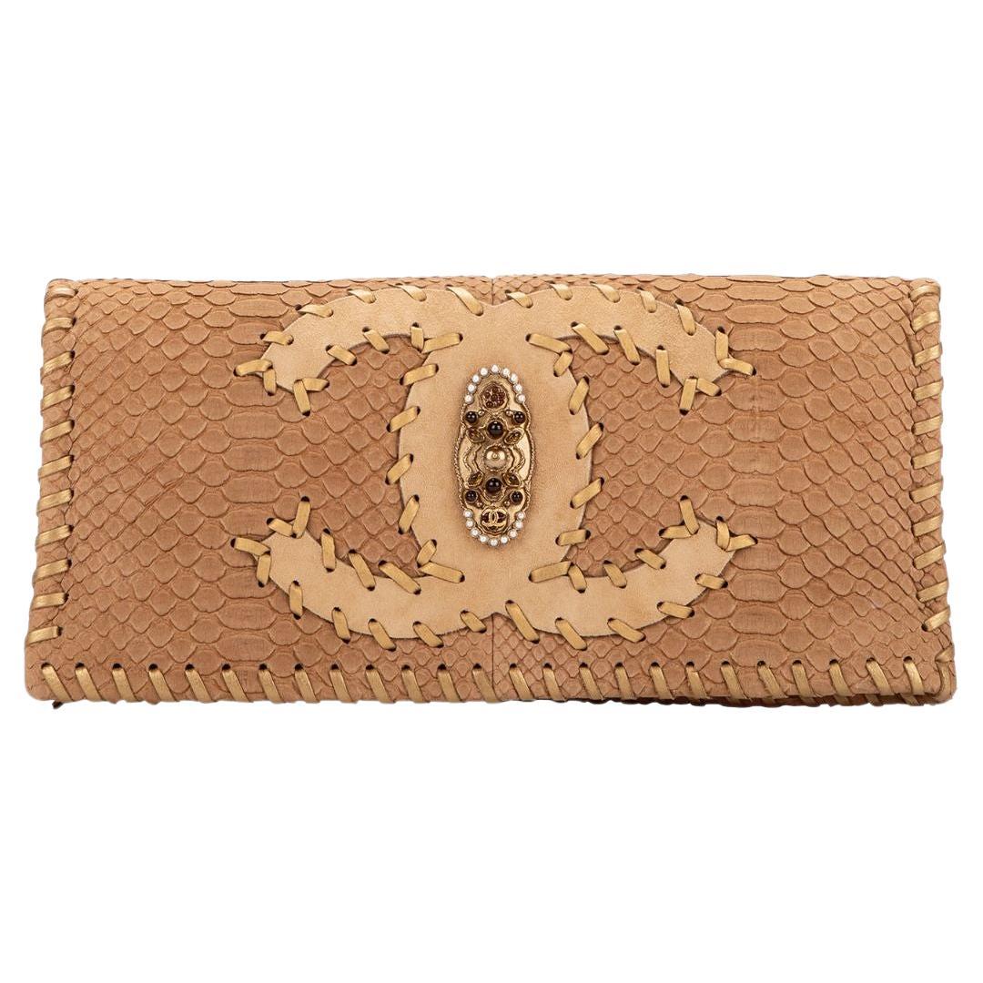 Chanel 2010 Limited Edition Brown Python Clutch