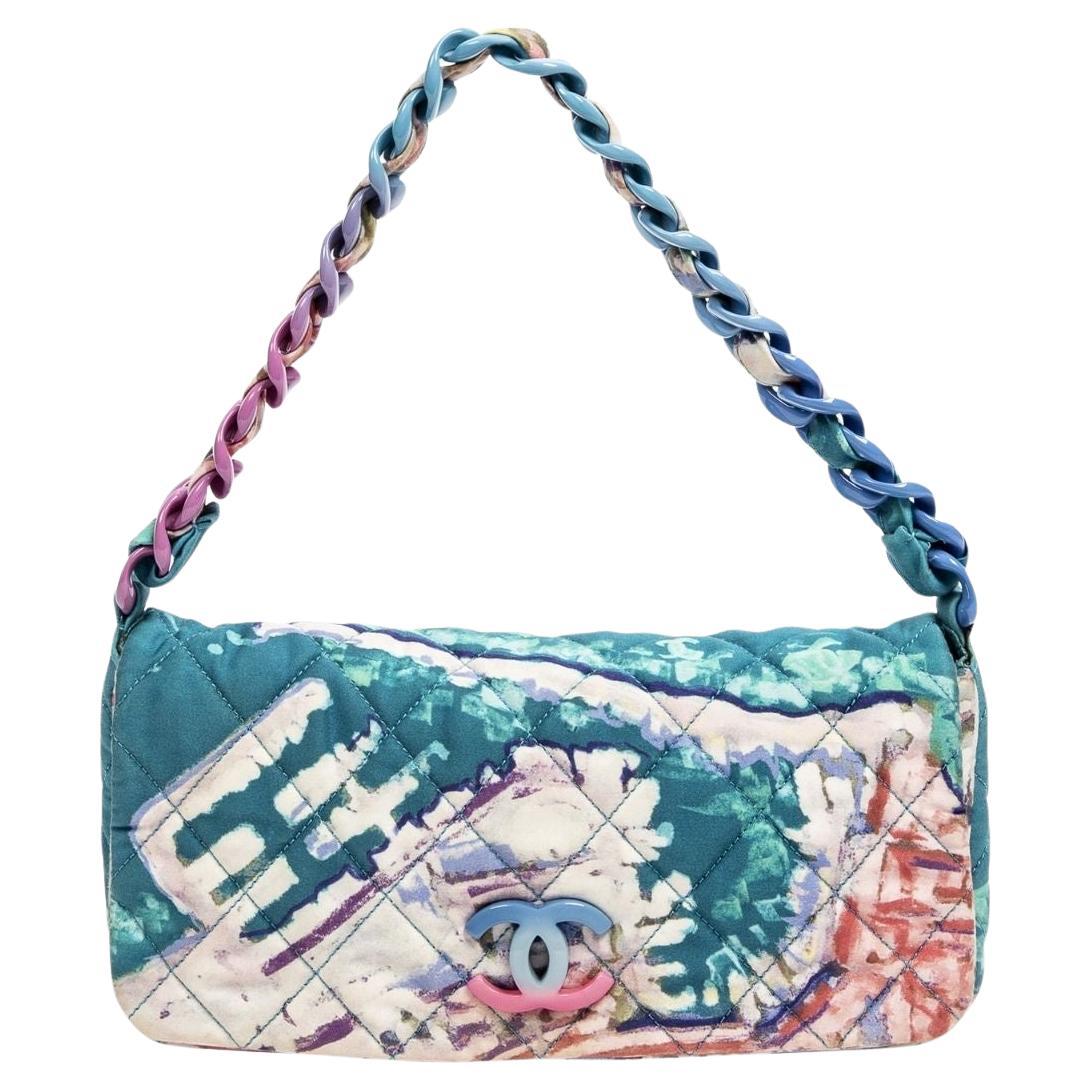 Chanel 2010 Limited Edition CC Abstract Watercolor Flap Bag For Sale