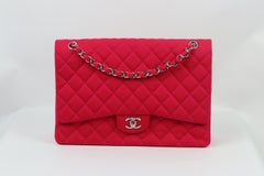 Chanel 2010 Maxi Classic Quilted Jersey Single Flap Shoulder Bag