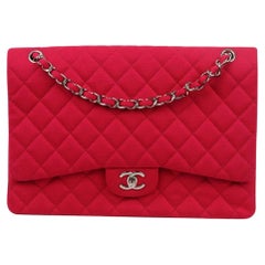 Chanel 2010 Maxi Classic Quilted Jersey Single Flap Shoulder Bag