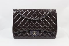 Chanel 2010 Maxi Classic Quilted Patent Leather Single Flap Shoulder Bag