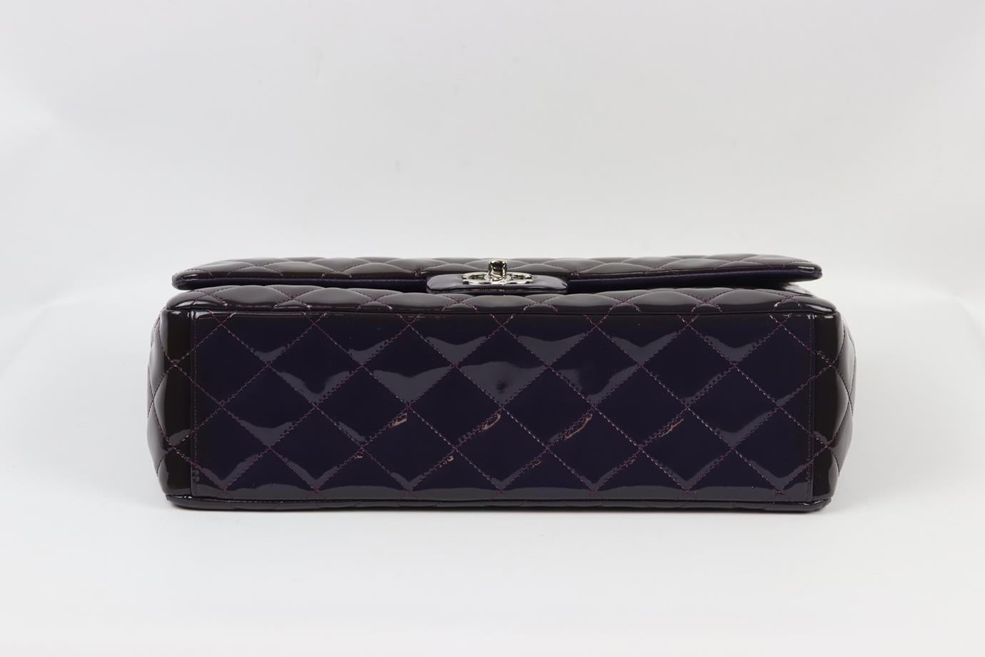 Chanel 2010 Maxi Classic Quilted Patent Leather Single Flap Shoulder Bag For Sale 1