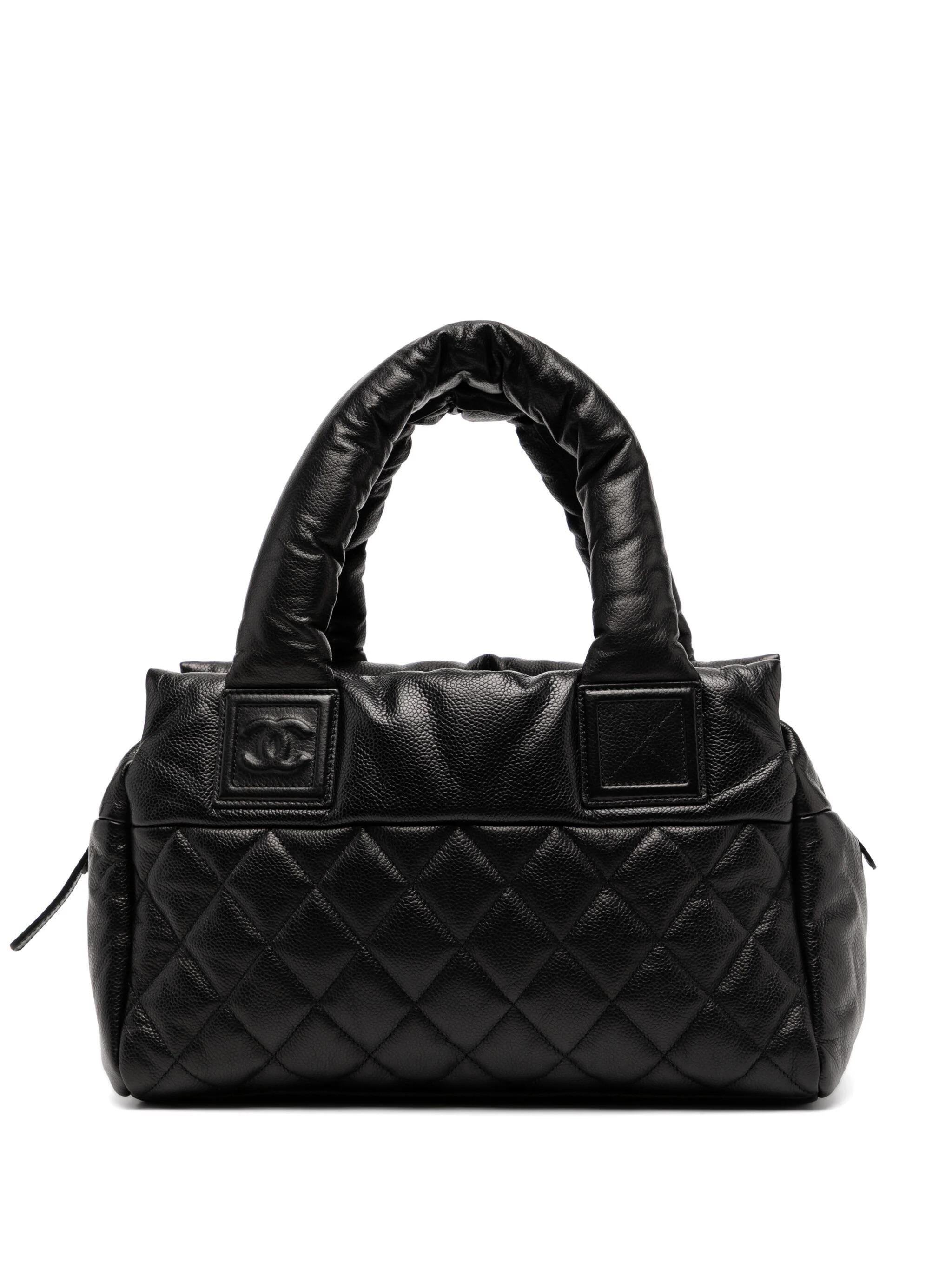 Chanel 2010 Medium Shopping Travel Tote Bag Plüsch Diamant Gesteppt Kaviar Leder (Schwarz) im Angebot
