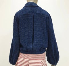 Chanel 2010 Navy Tweed Bomber Jacket