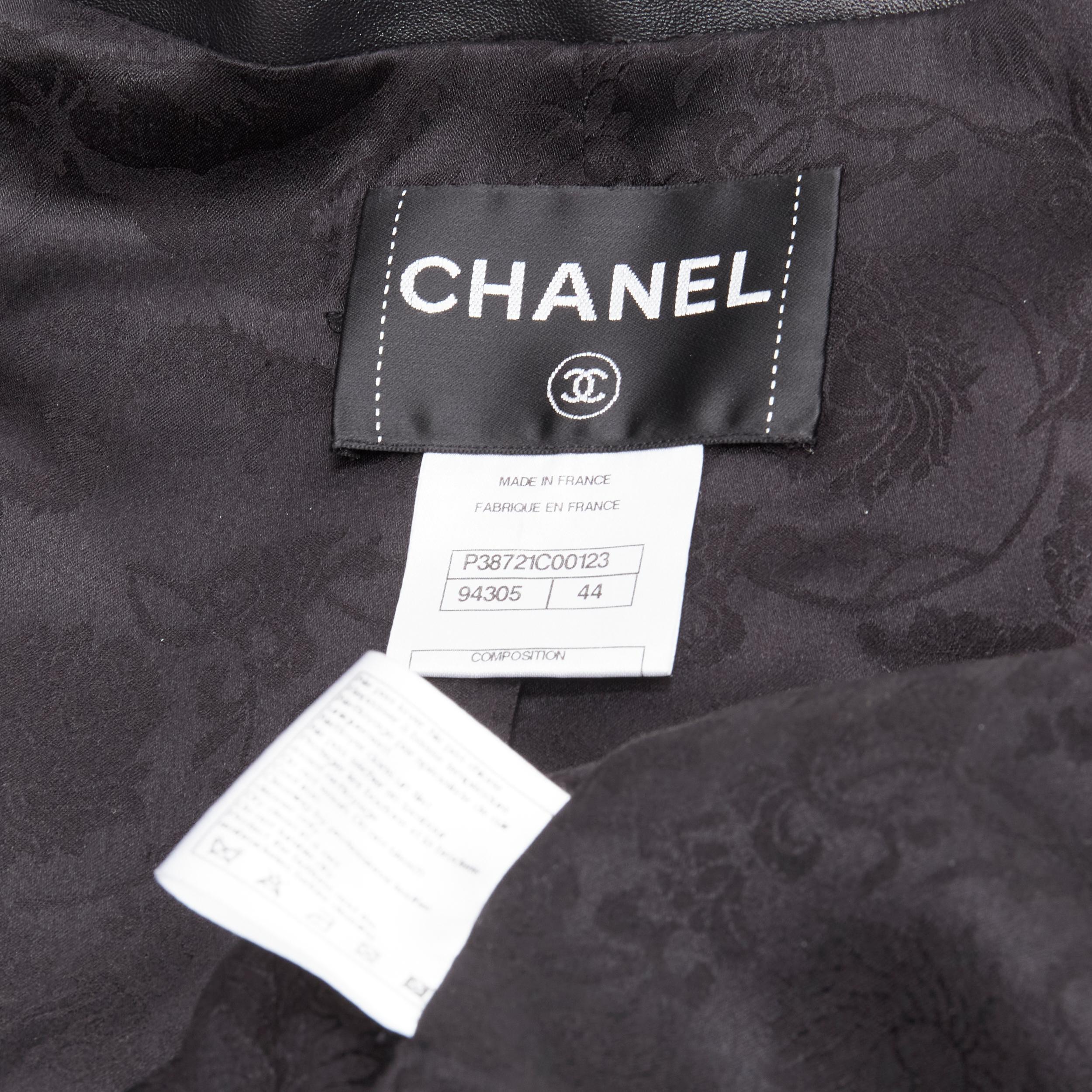 CHANEL 2010 Paris Shanghai black Camellia laser cut lambskin Qipao jacket FR44 7