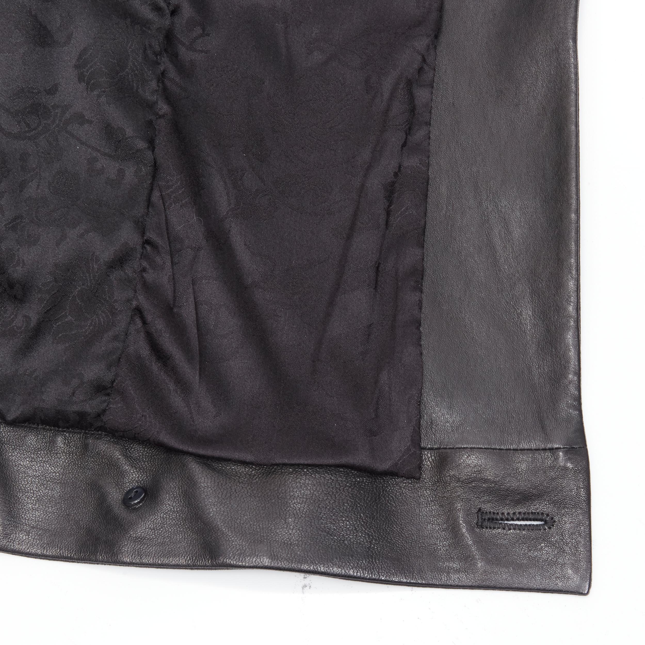 CHANEL 2010 Paris Shanghai black Camellia laser cut lambskin Qipao jacket FR44 8