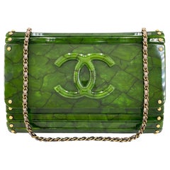 Chanel 2010 Paris-Shanghai Jade Green Plexiglass Clutch on Chain 68527