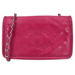 Chanel 2010 Pink Fuchsia Patent Leather CC Logo Flap Shoulder Bag