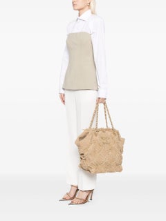 Chanel 2010 Raffia Tweed Tote Rope Woven Quilted Nature Beige Bag