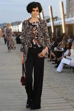 Chanel 2010 Resort Runway Sheer Purple Silk Floral CC Top - S