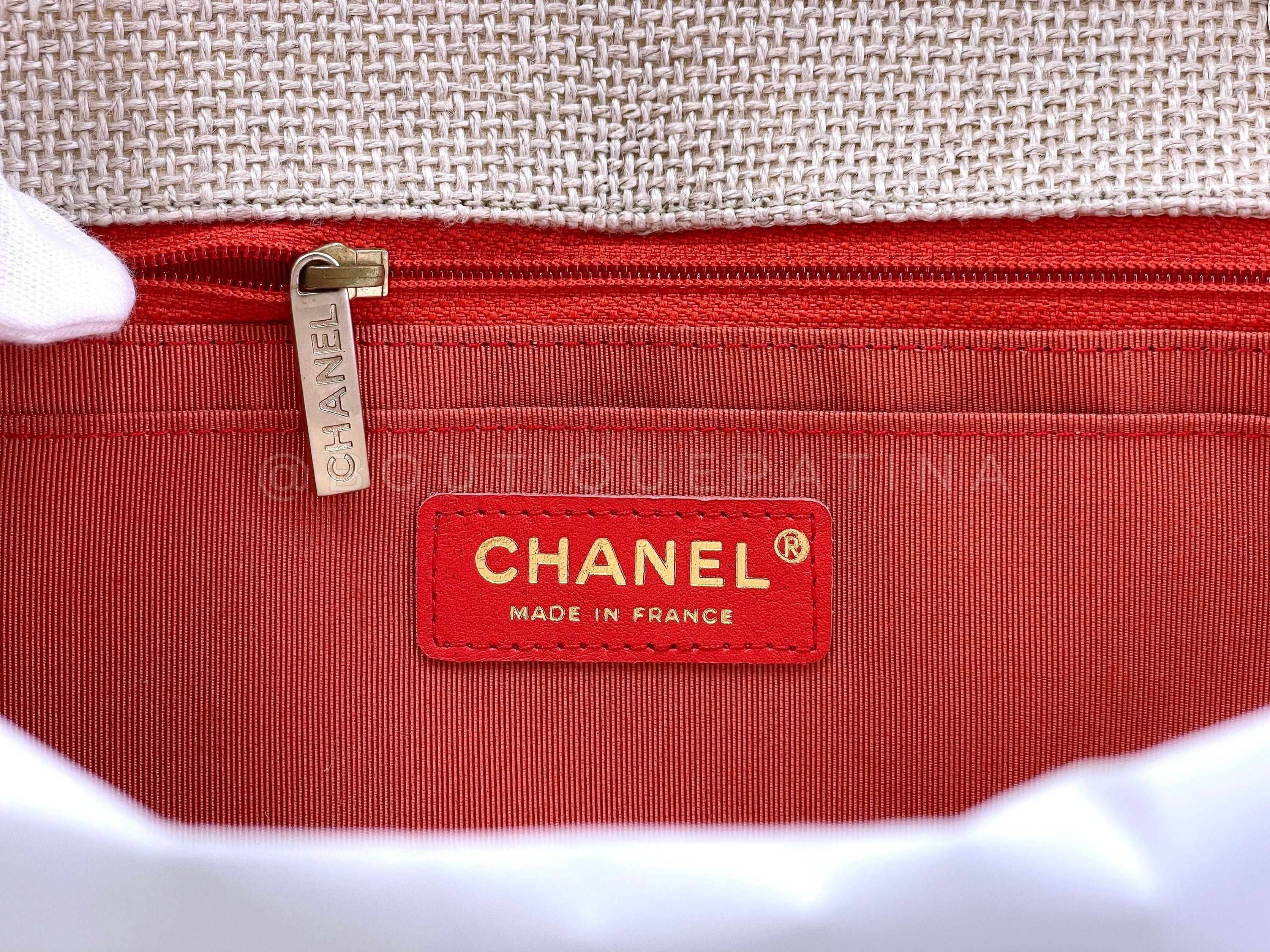 Chanel 2010 Taupe Beige Camellia Straw Raffia Classic Flap Bag GHW 66611 5
