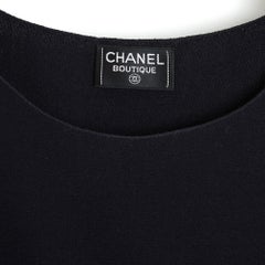 Chanel 2010s Top Crepe Laine Marine FR40 Navy Wool Crepe Blouse Tank UK12 US10