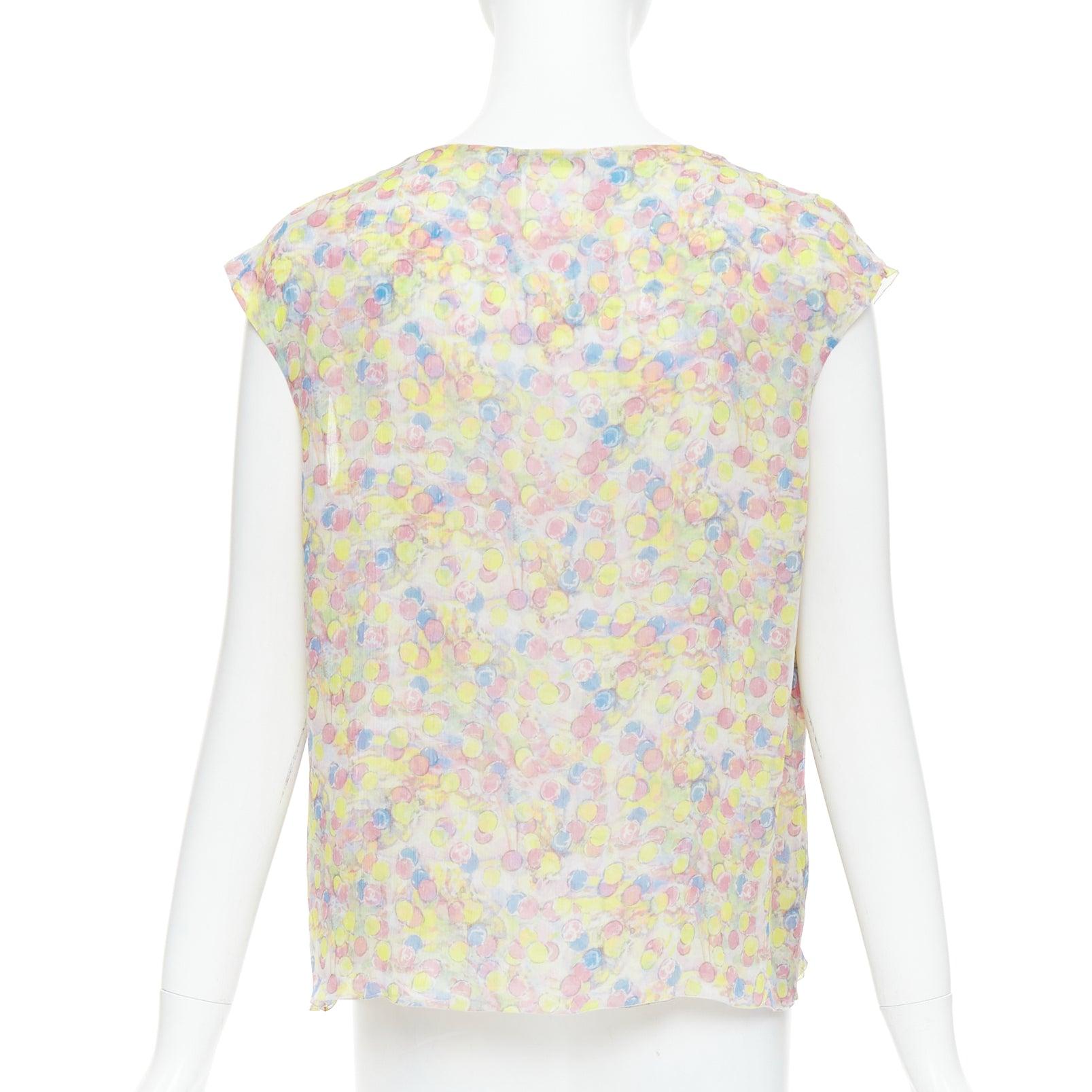 CHANEL 2011 100 % soie vintage cercle pastel à volants avec logo CC FR42 XL Pour femmes en vente