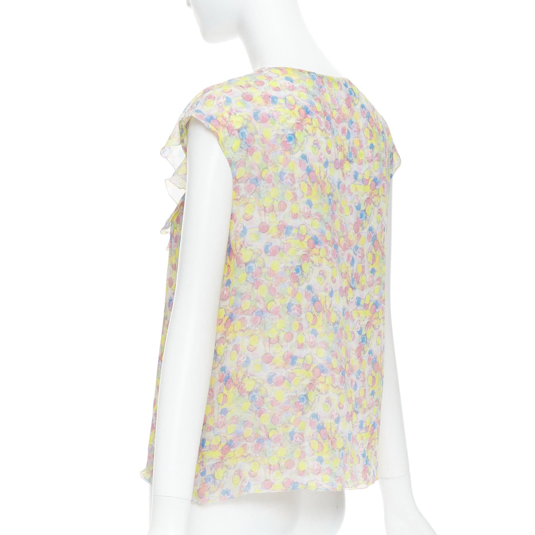 CHANEL 2011 100 % soie vintage cercle pastel à volants avec logo CC FR42 XL en vente 1