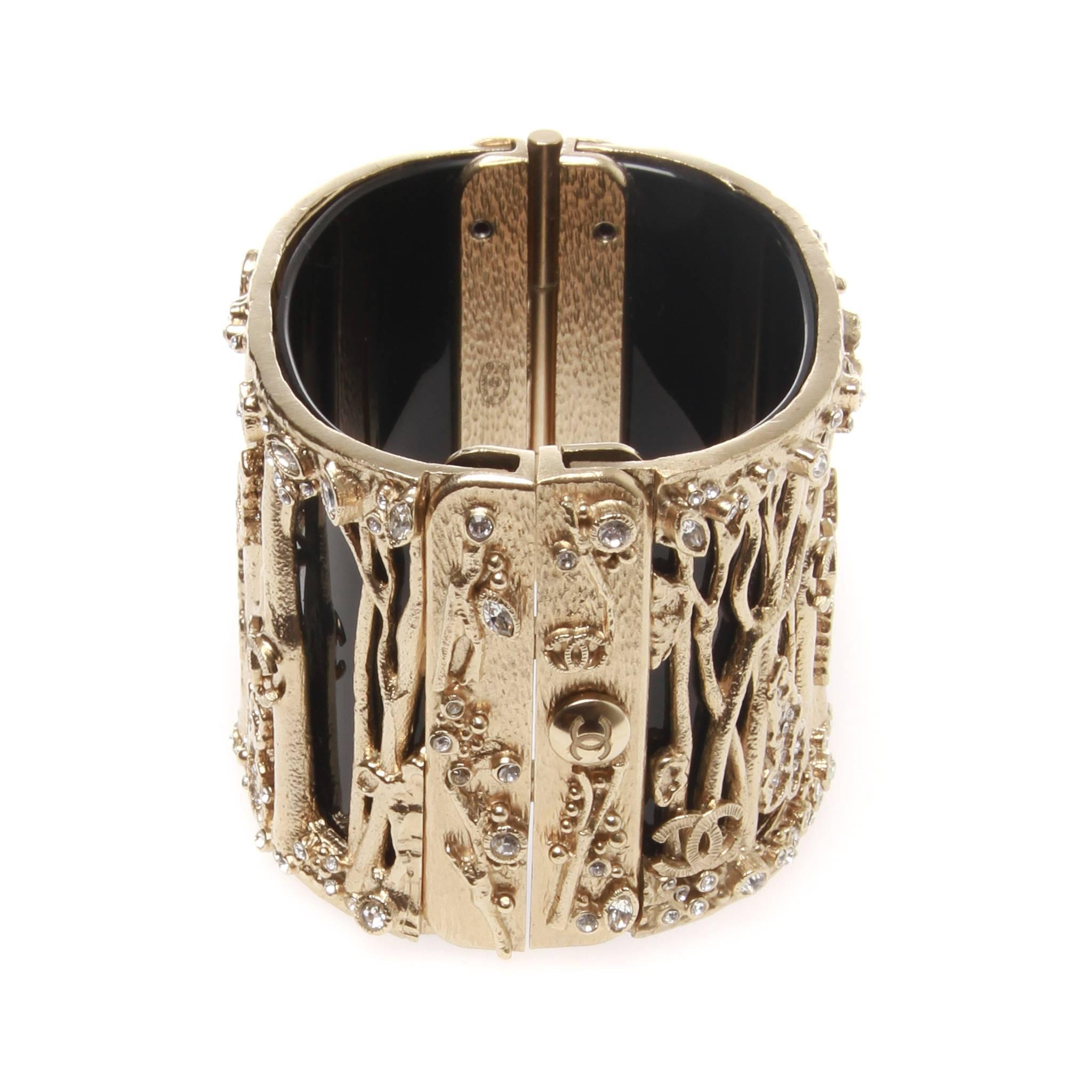 Women's or Men's Chanel Black Resin Encrusted Forest Cuff, Autumn 2011 