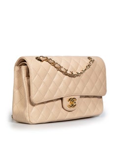Chanel 2011 Beige Leather Classic Double Flap Bag
