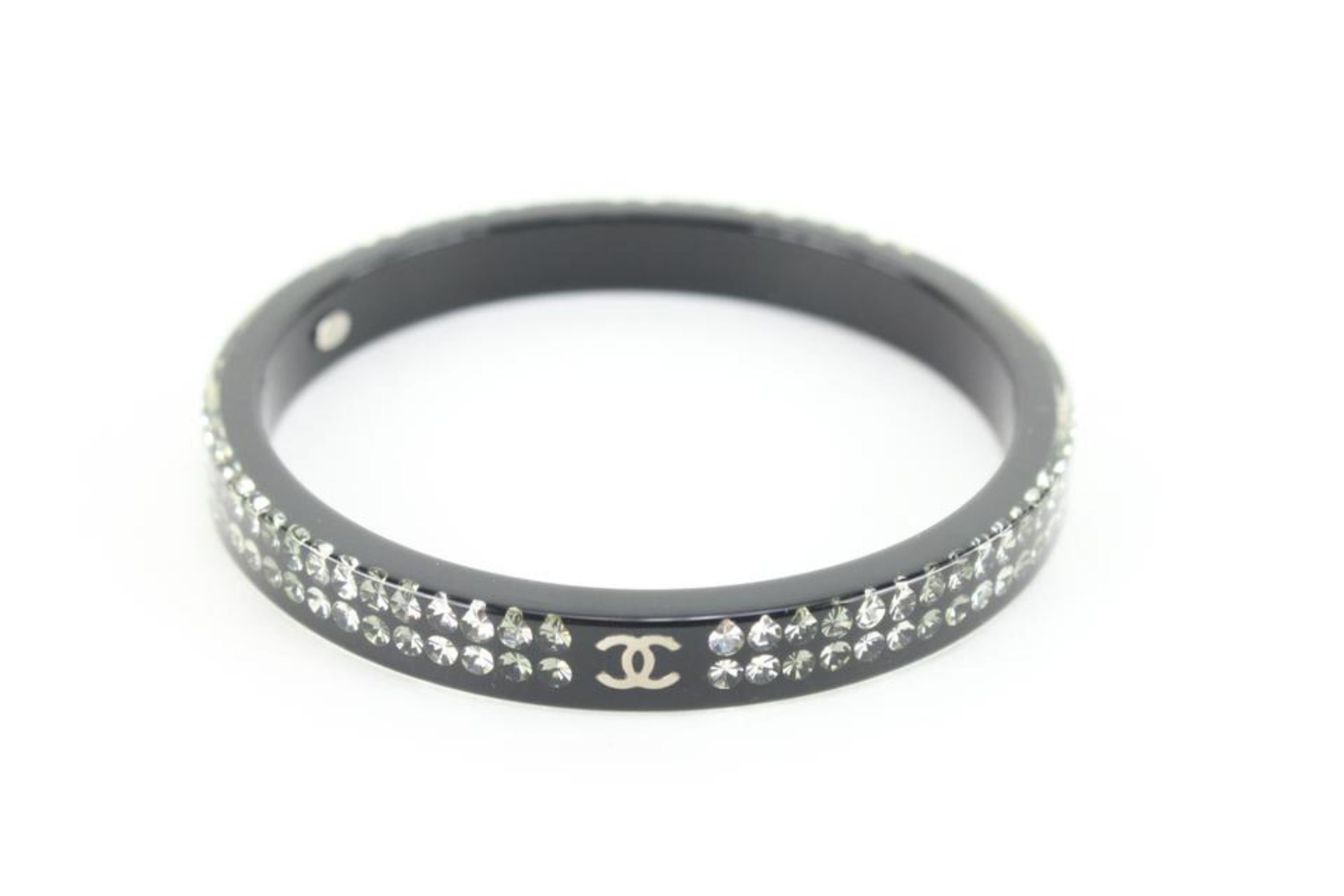 Chanel 2011 Black Crystal CC Logo Bangle Bracelet 26ck824s 6