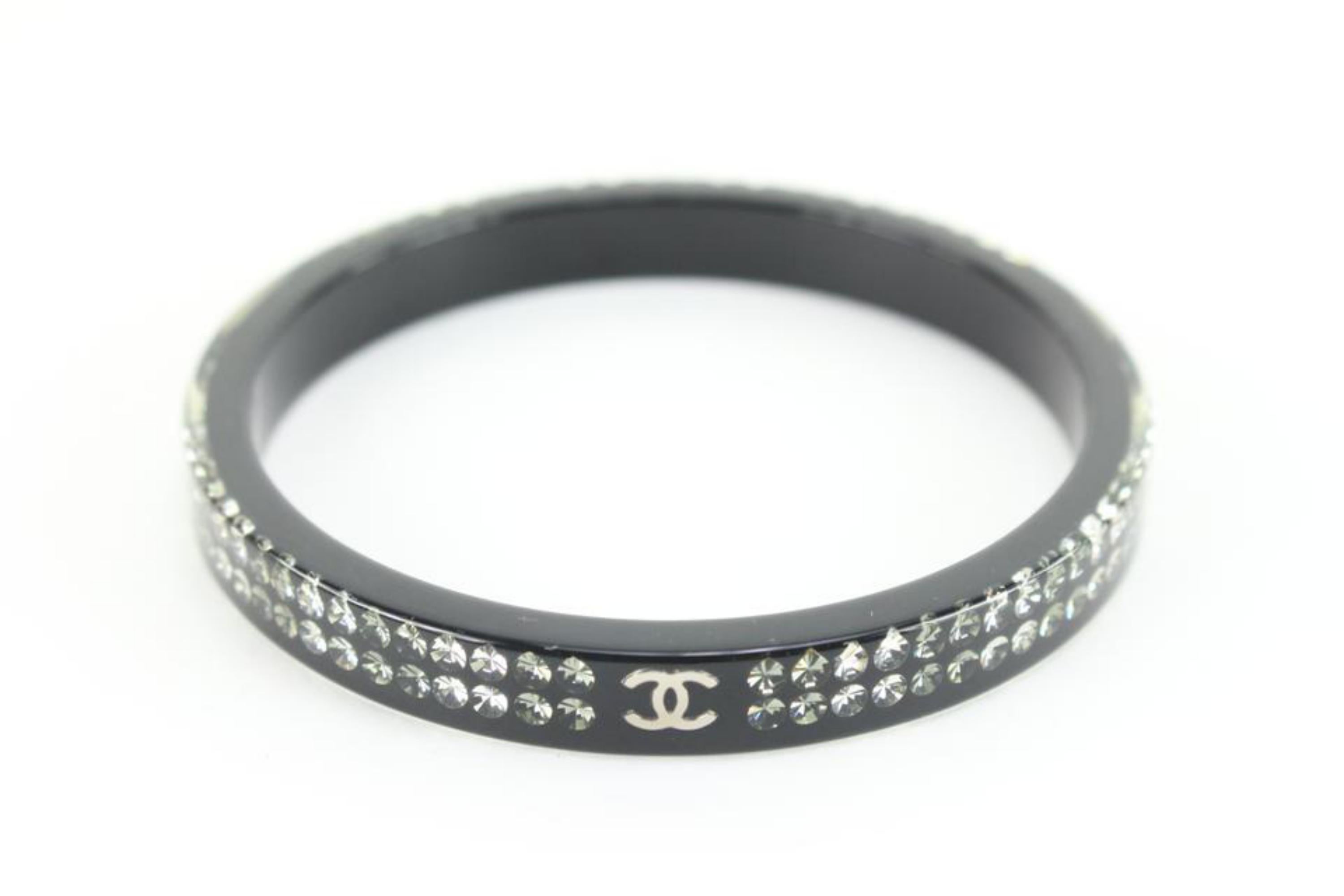 Chanel 2011 Black Crystal CC Logo Bangle Bracelet 26ck824s 7