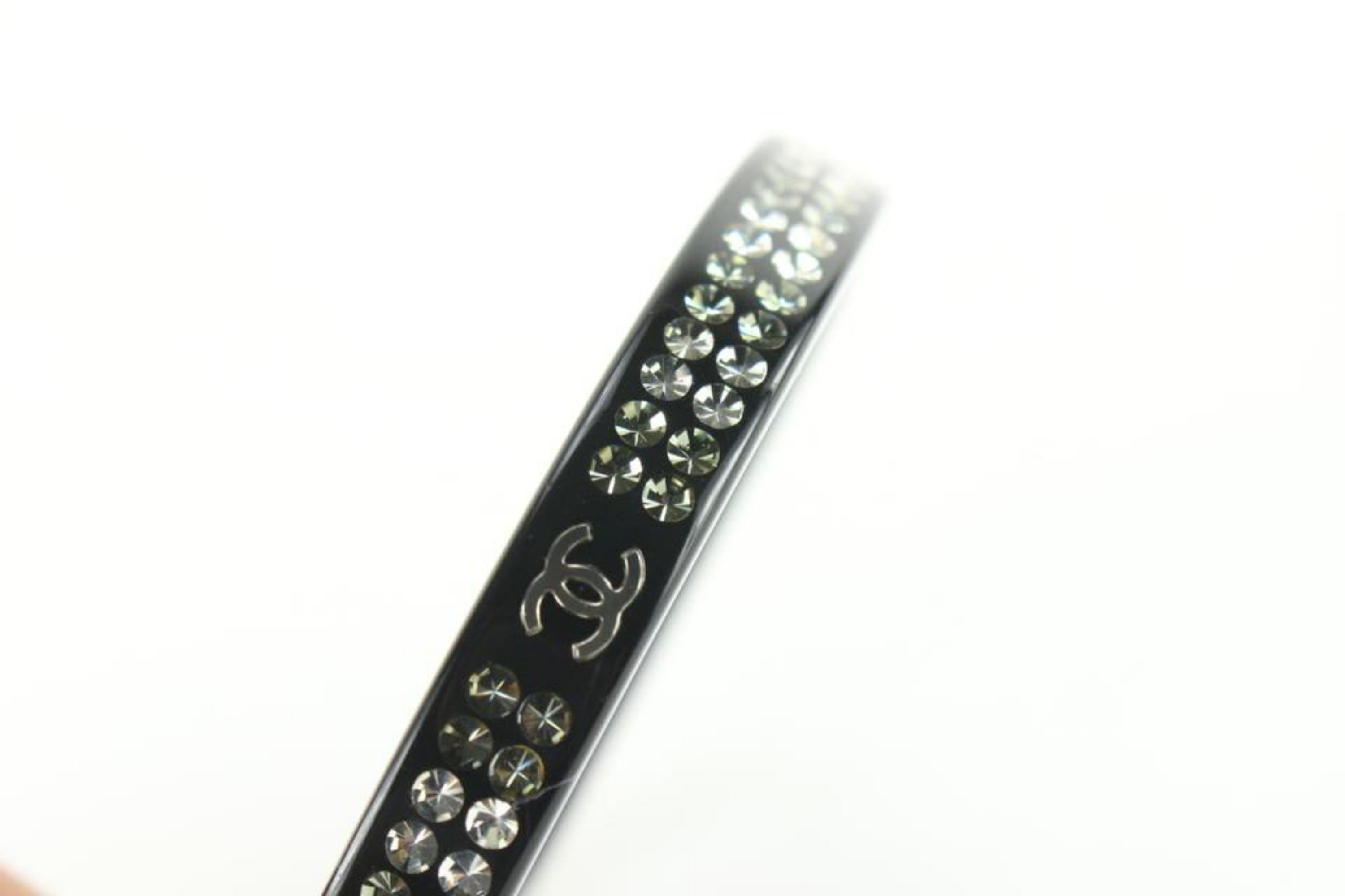 Chanel 2011 Black Crystal CC Logo Bangle Bracelet 26ck824s In Good Condition In Dix hills, NY