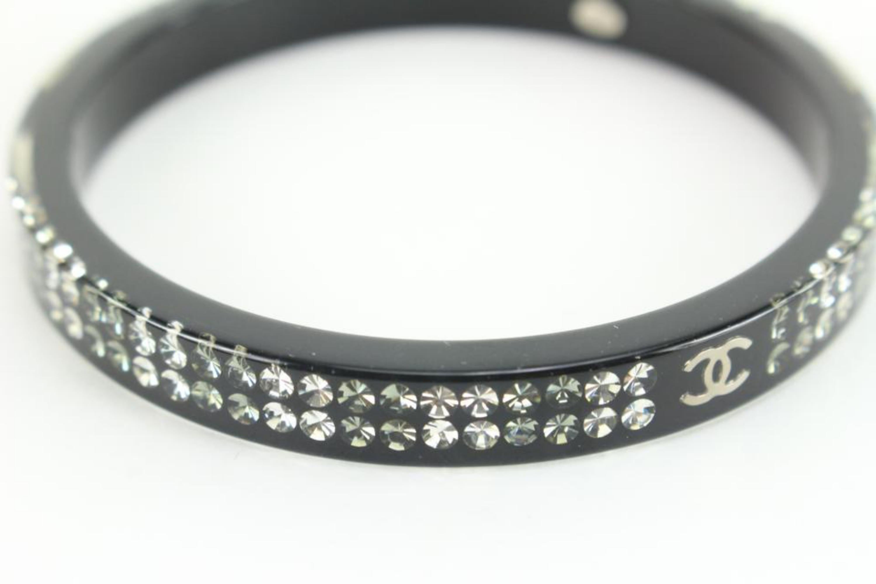 Women's Chanel 2011 Black Crystal CC Logo Bangle Bracelet 26ck824s