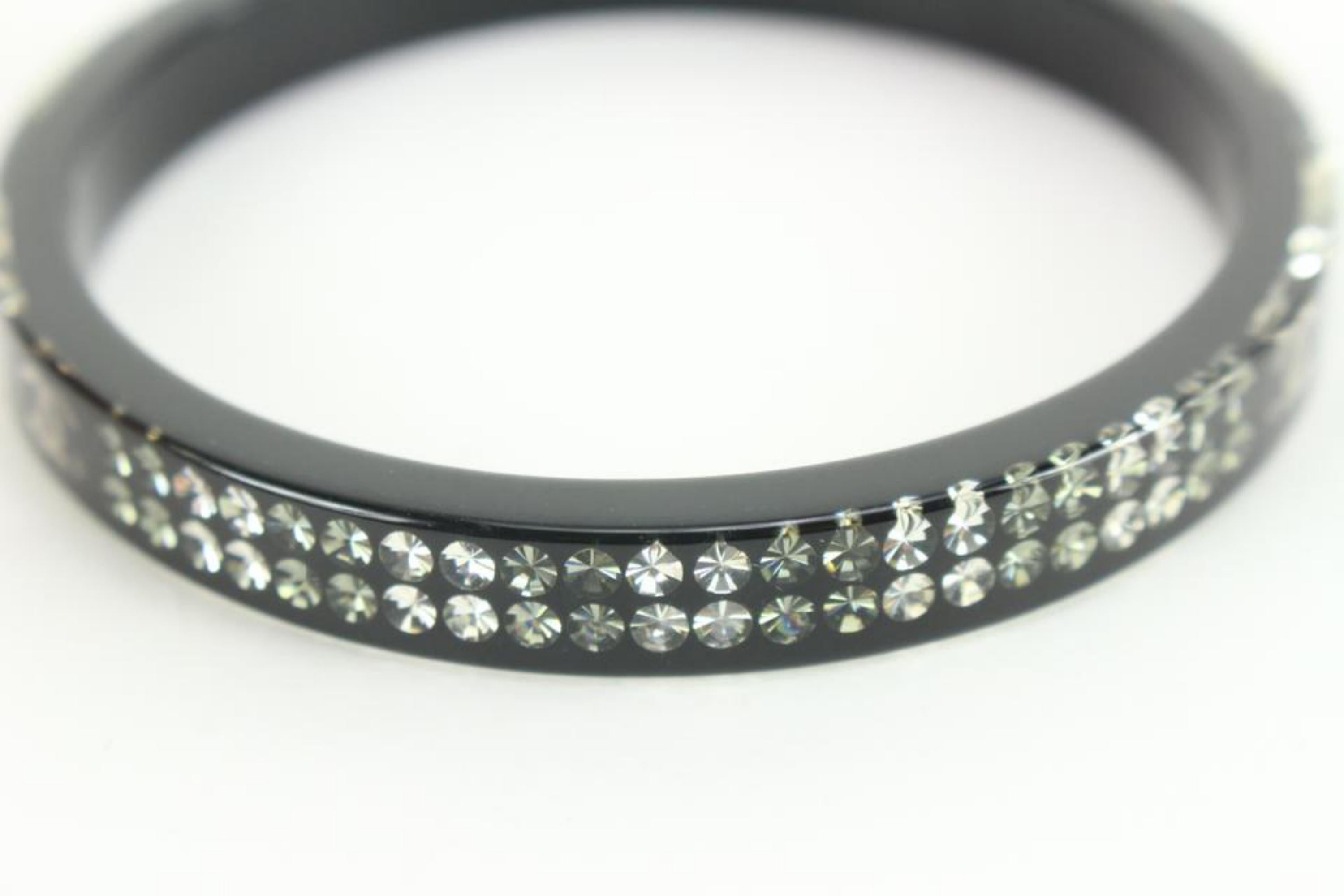 Chanel 2011 Black Crystal CC Logo Bangle Bracelet 26ck824s 2