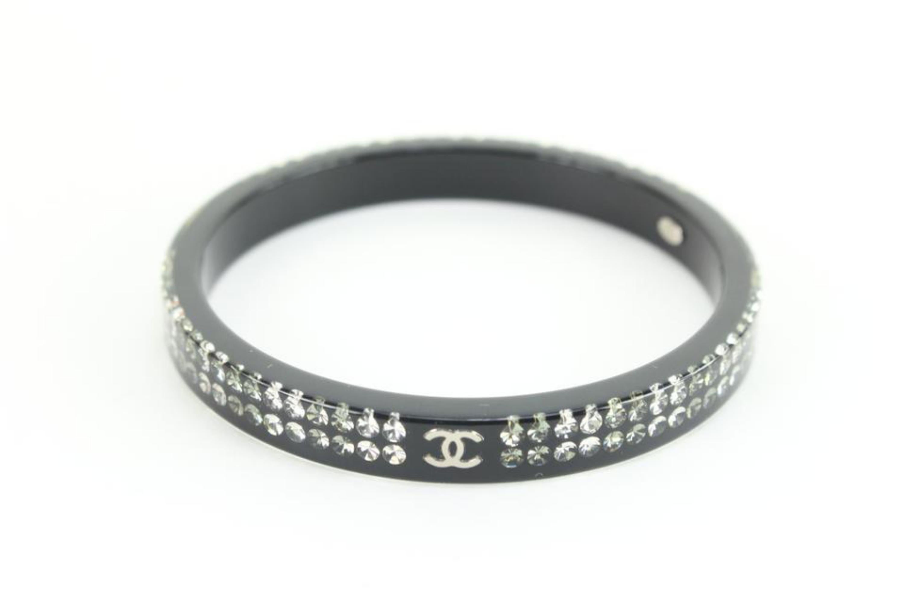 Chanel 2011 Black Crystal CC Logo Bangle Bracelet 26ck824s 5