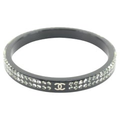 Chanel 2011 Black Crystal CC Logo Bangle Bracelet 26ck824s