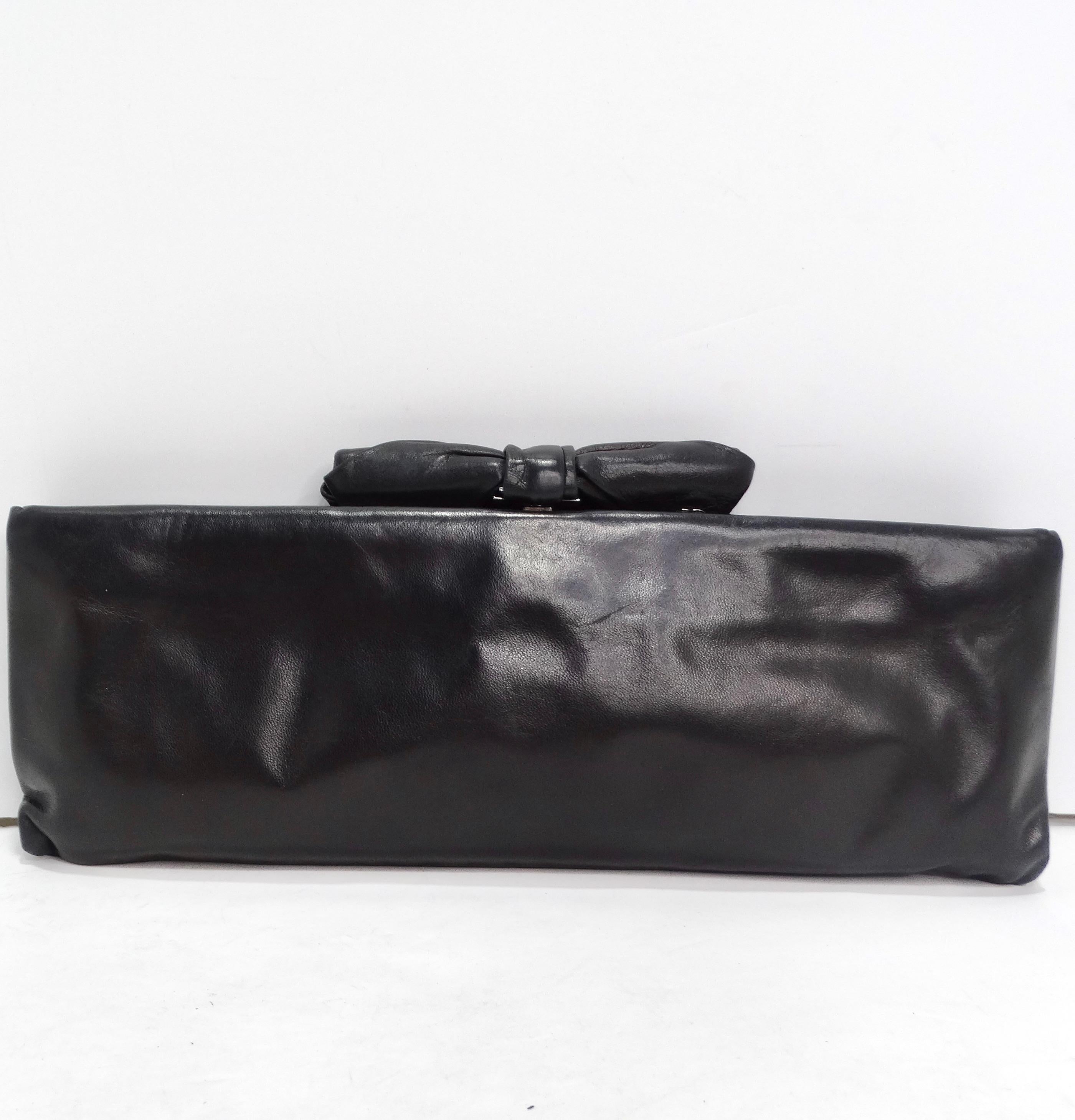 Chanel 2011 Black Lambskin Leather Bow Clutch For Sale 1
