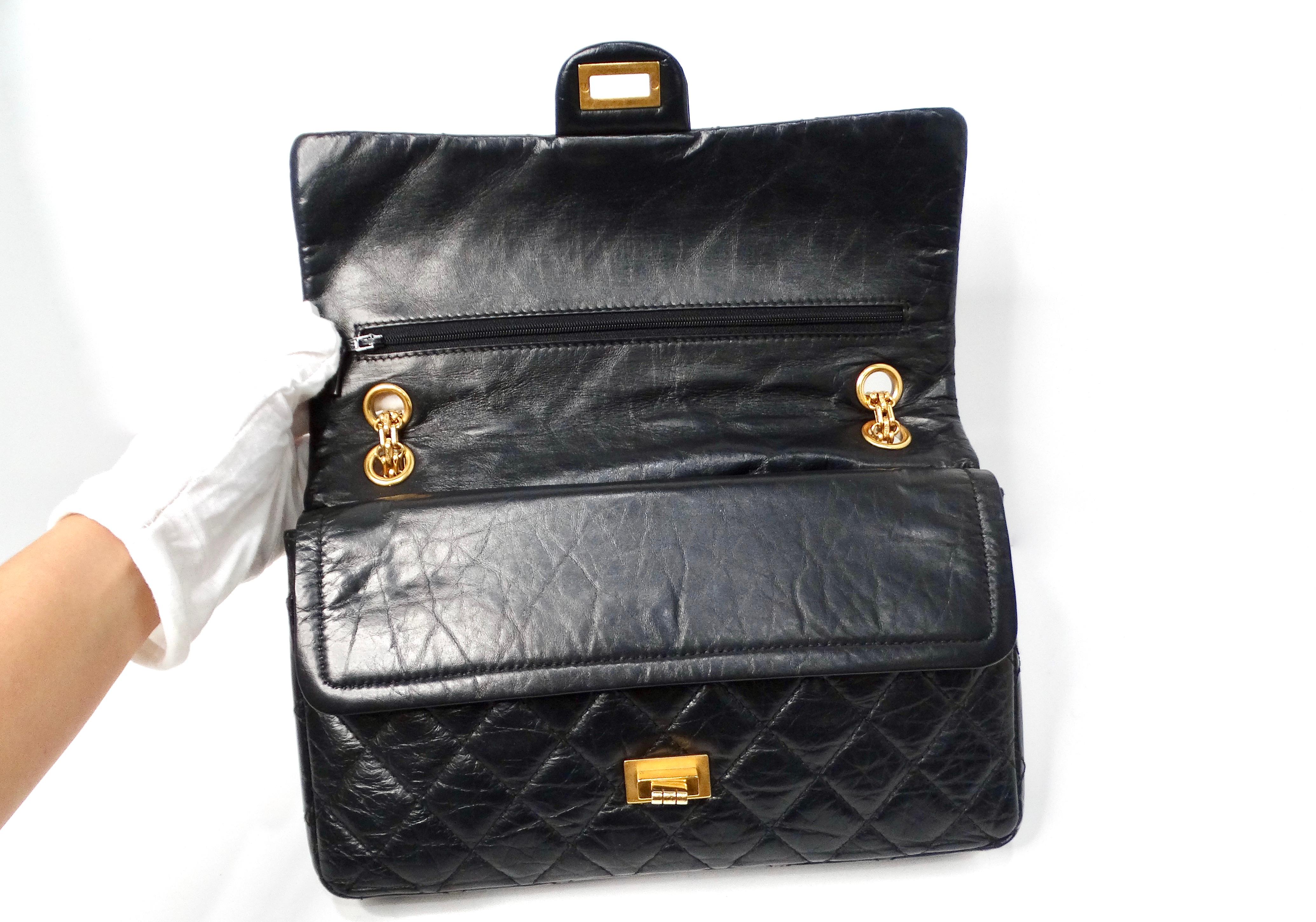 Chanel 2011 Black Quilted Aged Calfskin 2.55 Reissue Medium Double Flap Handbag 6
