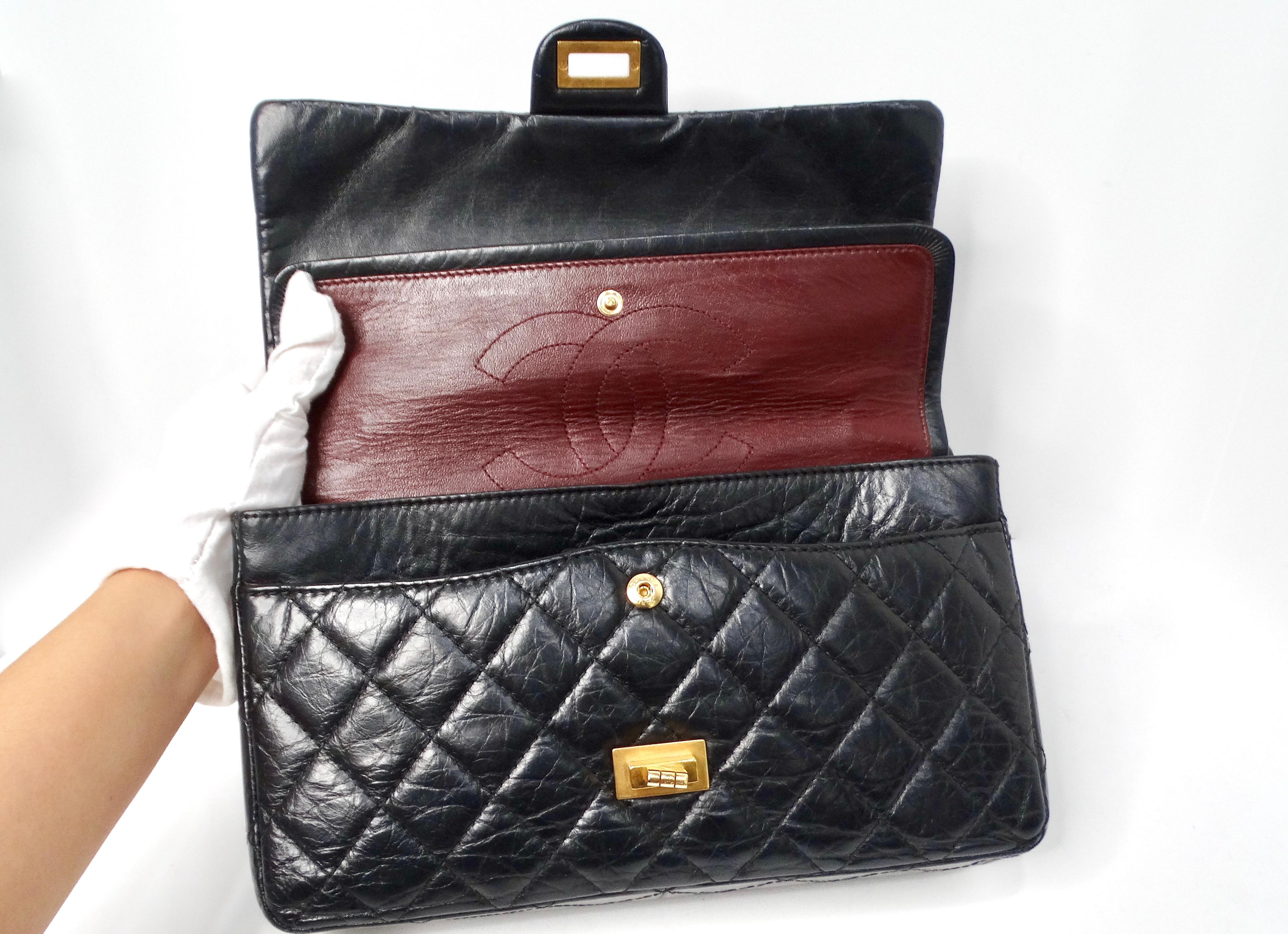 Chanel 2011 Black Quilted Aged Calfskin 2.55 Reissue Medium Double Flap Handbag 8