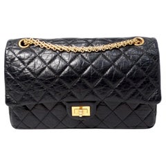 Chanel 2011 Black Quilted Aged Calfskin 2.55 Reissue Medium Double Flap Handbag