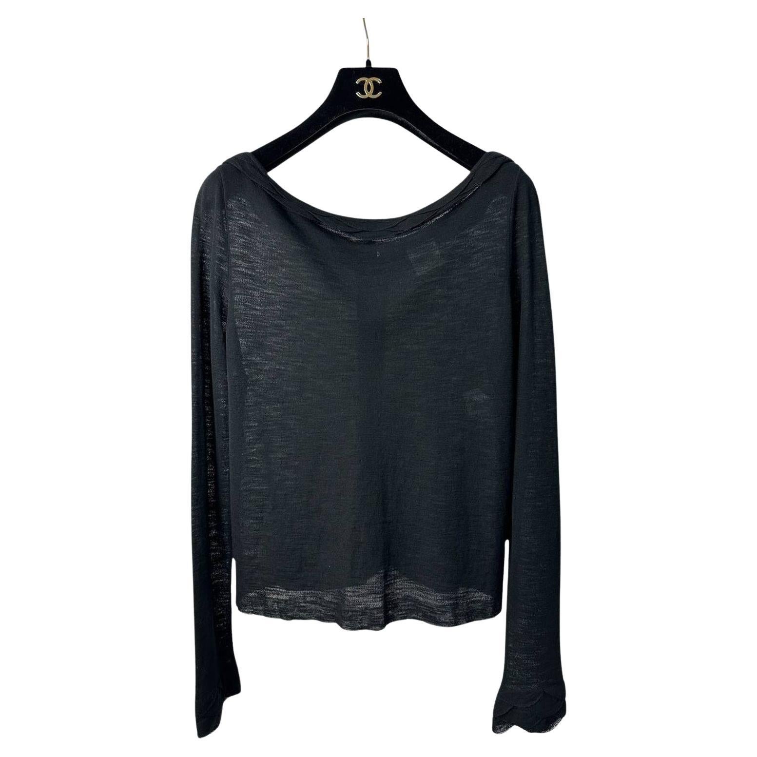 Chanel 2011 Top nero in viscosa Sz.36 in vendita