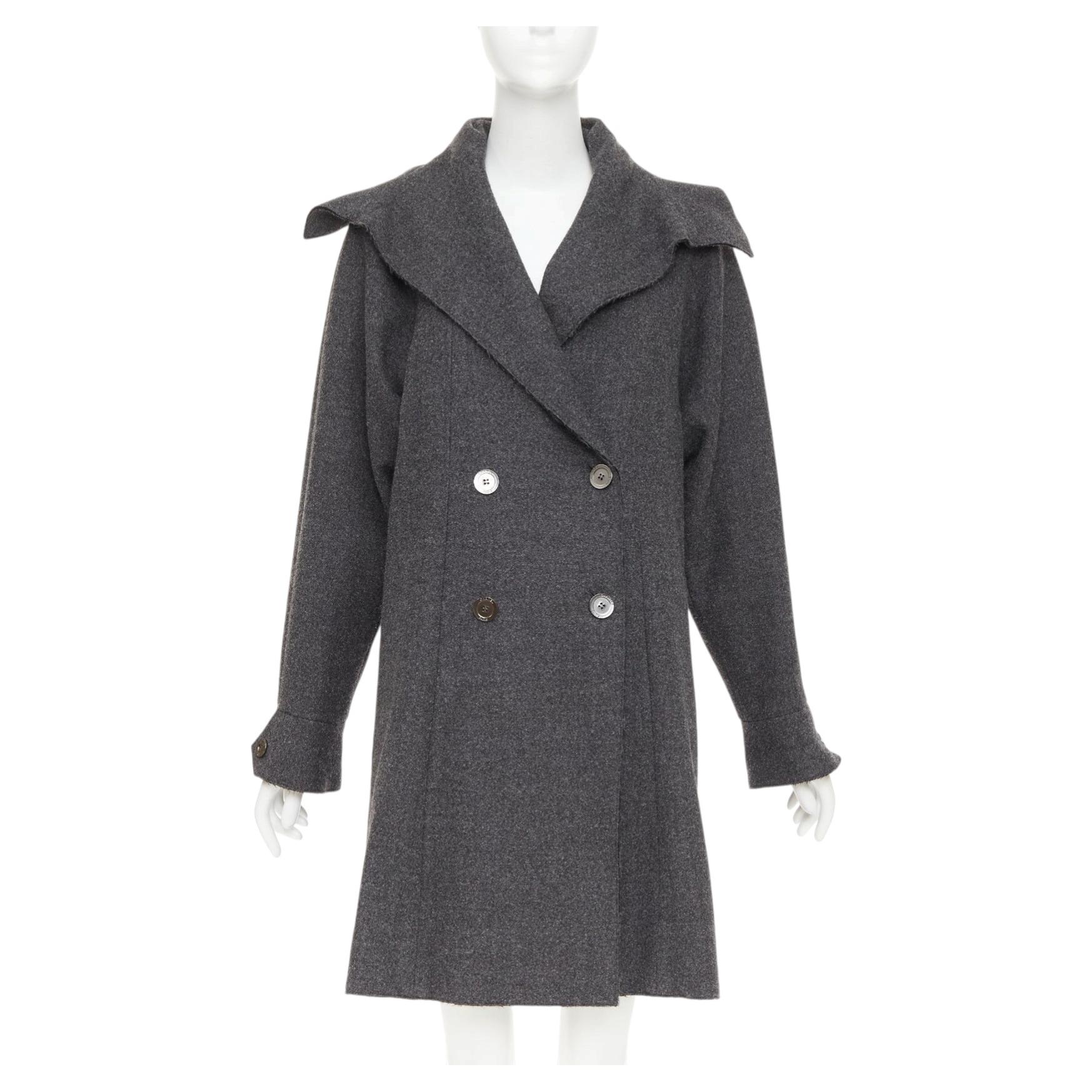 CHANEL 2011 Byzance grey wool oversized cape collar double breasted coat