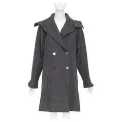 CHANEL 2011 Byzance grey wool oversized cape collar double breasted coat